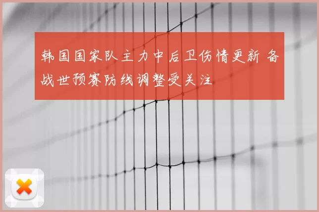 韩国国家队主力中后卫伤情更新 备战世预赛防线调整受关注